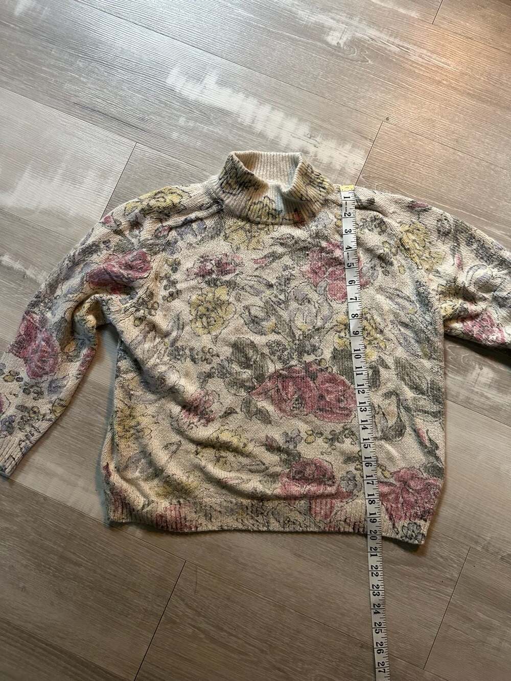 Private Party Vintage Floral Mock Neck Silk Blend Sweater